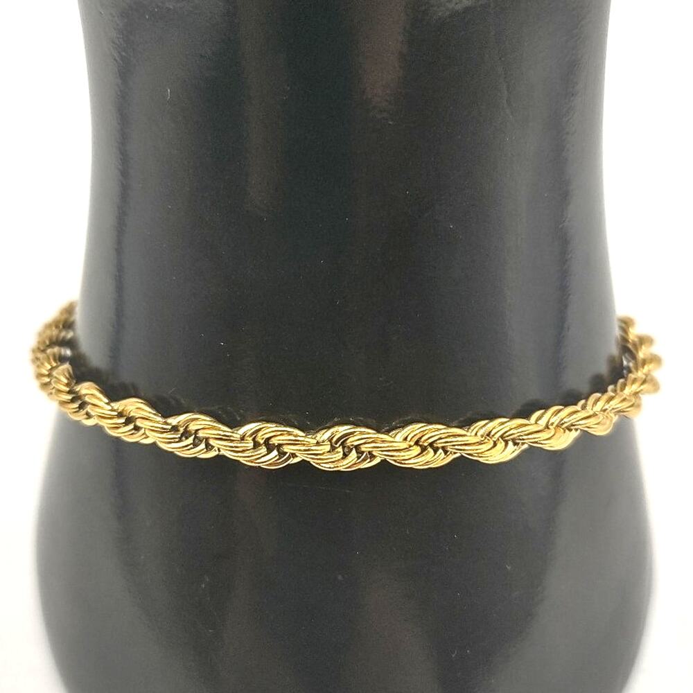 18k Gold Plated Diamond Cut Bracelet Chain Rope Jewelry VTG Fashion Birthday NEW